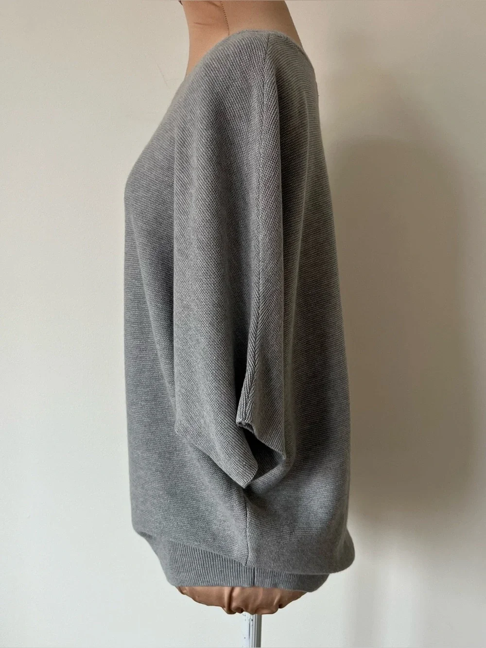 Quince Lightweight Cotton Cashmere Link-Stitch Dolman Heather Grey Sweater NWT S - Picture 9 of 16